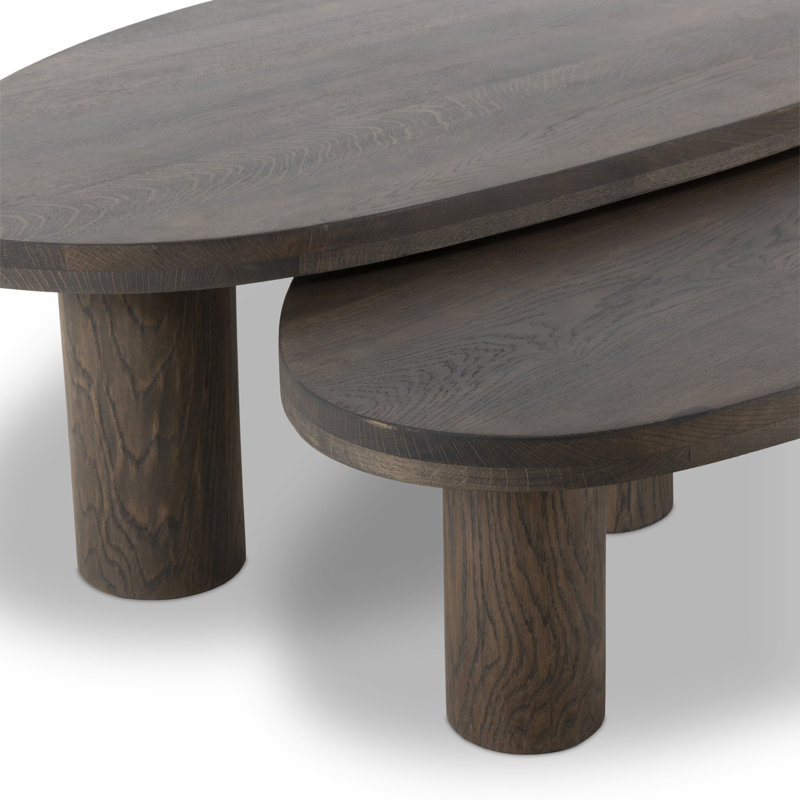 Zion Solid Wood Nesting Coffee Table, Gray Tobacco Oak