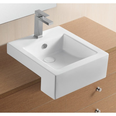 Caracalla Ceramica II 16.34'' Glossy White Ceramic Rectangular Bathroom Sink with Overflow