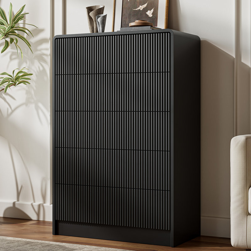Commode à 5 tiroirs, H 47,4 po, Noir