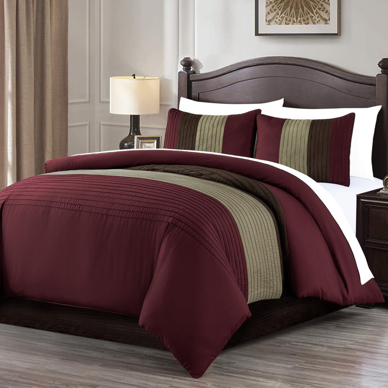 Full Burgundy Coffee Brown Microfiber Bed in a Bag Set