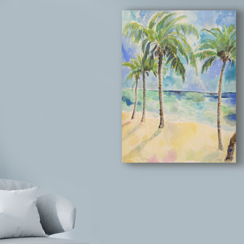 «Palm Trees Coastal», reproduction d'aquarelle sur toile tendue, H 32 po x l 24 po x P 2 po