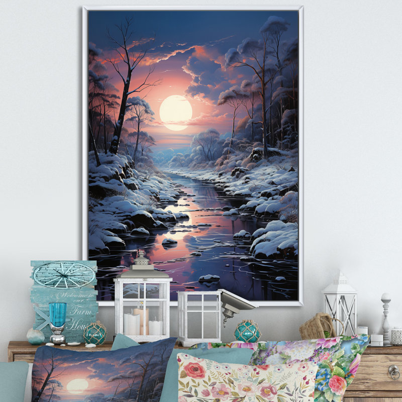Fuchsia blanc hiver crépuscule III, H 20 po x l 12 po x P 1 po, Cadre flottant blanc
