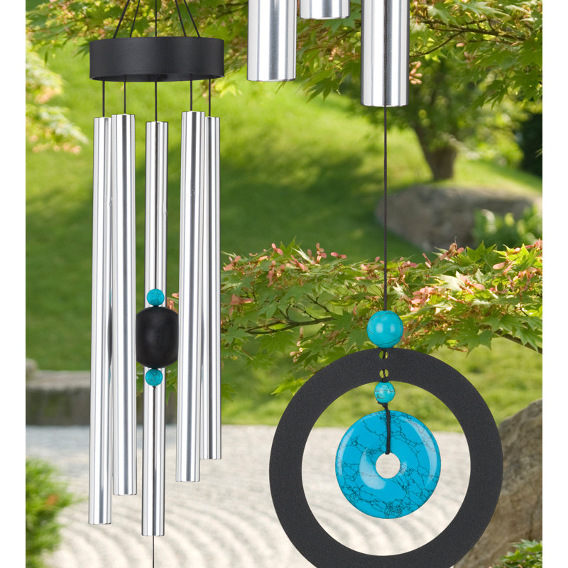 Lapis Blue Healing Stone Wind Chime with Silver Accents