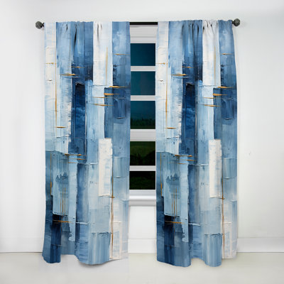 Bleu marine et blanc Apollo, formes nautiques II - Rideau minimaliste côtier - Velours obscurcissant - 1 panneau