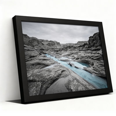 Blue River Flowing Through Grey Rock Canyon Canvas Wall Art