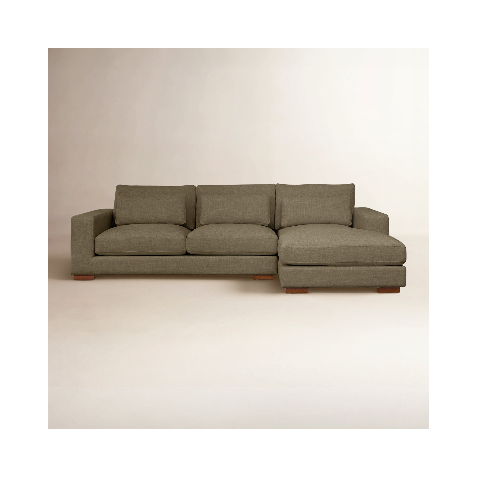 Copley 2-Piece 106.3” Upholstered Sectional, Right Hand Facing, Green Cotton Blend