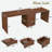 Modern L-shaped Desk With 3 Drawers And 360° Wood Rotating Desk
