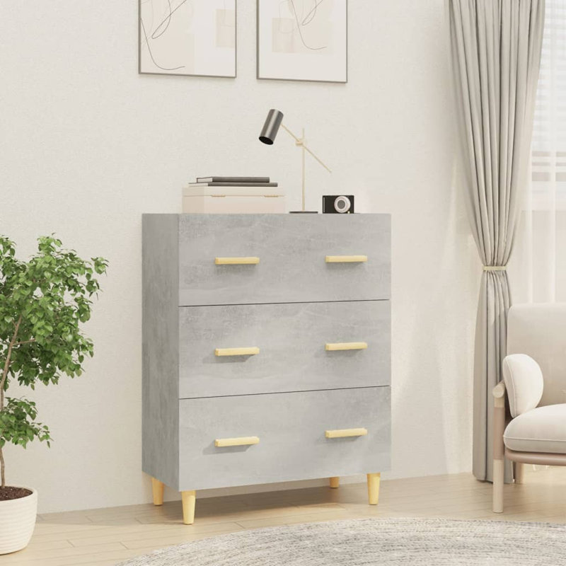 17 Stories Sideboard 70X34x90 Cm Engineered Wood, Light Grey