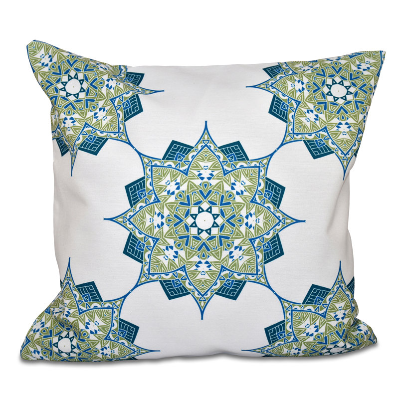 Happy Hippy Geometric Reversible Throw Pillow, 26" H x 26" W, Green