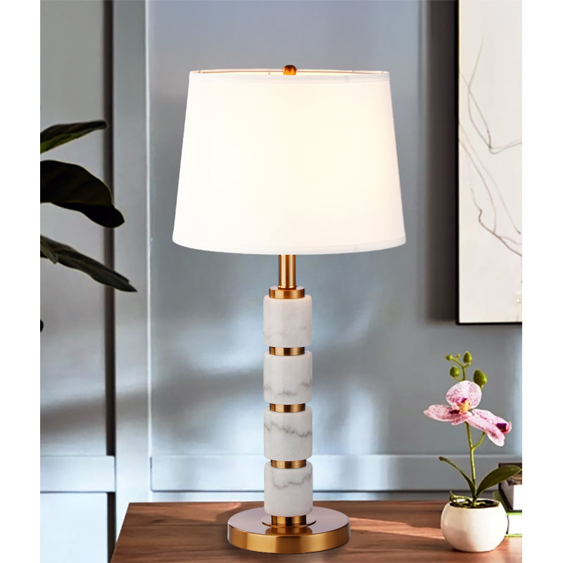 Lampe de table moderne en métal doré et albâtre