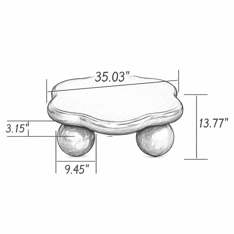 35" Black Cloud Shaped Coffee Table