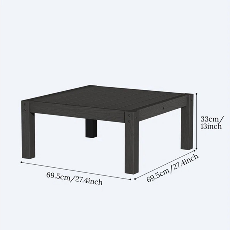 Table d'appoint carrée pour l'extérieur, l 27,4 po x H 13 po, noir (ensemble de 2), Noir