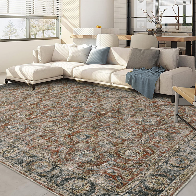 Luedora Washable Oriental Rug, Rectangle 9 pi x 12 pi