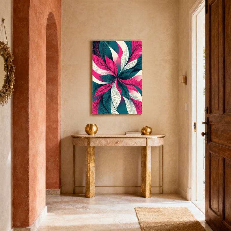 Ensemble de 1 tableau sur toile à motif floral abstrait, H 18 po x l 12 po