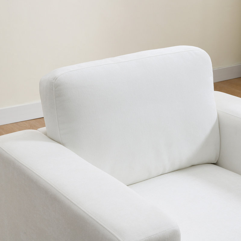 Fauteuil d'appoint surdimensionné avec accoudoirs larges, Ivoire ivoire