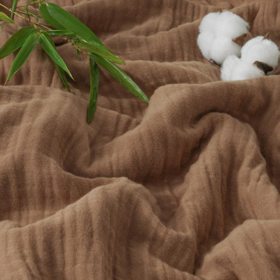 PHF Cooling Muslin Blanket for Hot Sleepers, 60% Rayon Derived from Bamboo, 40% Cotton for Summer, 4-Layer Breathable Gauze Blanket for Bed Couch