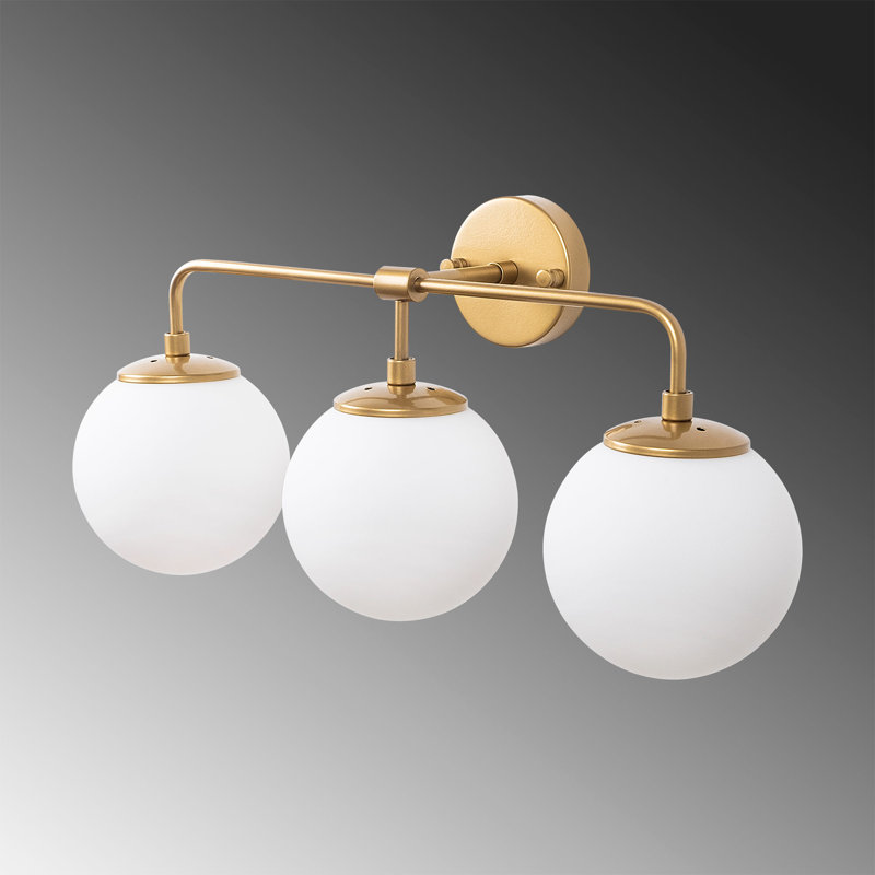 Modern Gold Wall Lamp with Metal Body & Glass Cap, 22.0 x 8.3 x 10.6 inches | 3 E14 Sockets (Max 40W) | Stylish Scandinavian Design, Elegant Lighting for Home & Office | IP20 Rated, Chic & Functional Decor