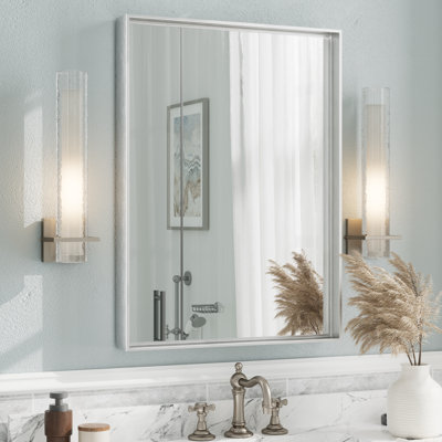 Aevar Tempered Glass and Aluminum Alloy Framed French Cleat Mounted Wall Mirror with 5-Year Warranty