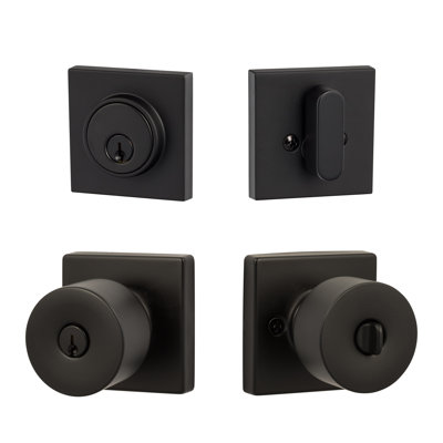 Bergen Square Entry Knobset with Modern Deadbolt
