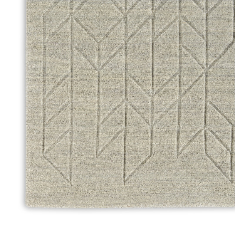 Mihira Geometric Wool Hand Woven Area Rug, Rectangle 61 x 91cm