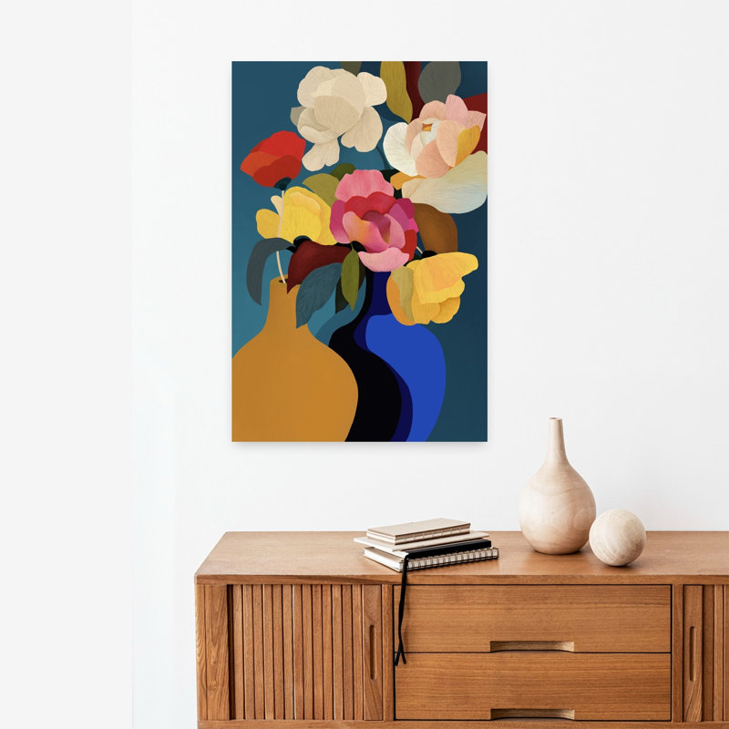 «Vibrant Flower Vases Abstract Colorful Modern Flower Nature», art mural, H 24 po x l 16 po