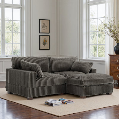 Canapé modulaire réversible en flanelle de fourrure de lapin 2 pièces 2 pièces