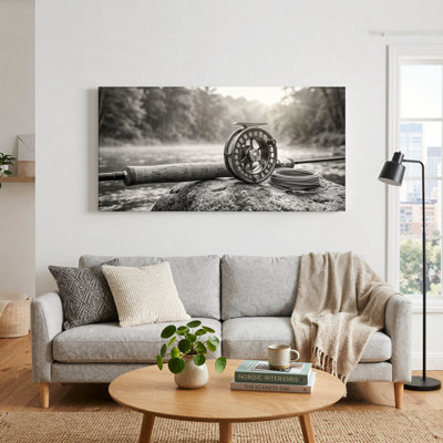 Fishing Rod Canvas Wall Art Oil Painting Print Set Of 1