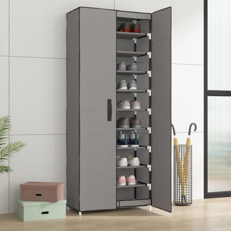 9 Pair Shoe Storage Cabinet, Grey