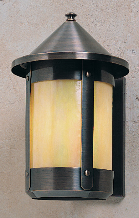 Berkeley Outdoor Wall Lantern, 13.5" H x 7" W x 8.25" D, Antique Copper, White Opalescent