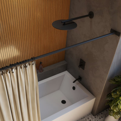 DreamLine Linea 1-3/4 in. x 60 in. Single Straight Shower Rod, Matte Black