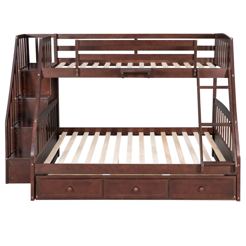 Le lit superposé simple avec lit ajoute une touche d'élégance aux tiroirs de votre chambre à coucher et à l'escalier en bois massif