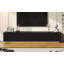 Meuble télé de luxe cannelé pour téléviseur de 85 po ou moins, console multimédia en faux marbre avec 4 tiroirs, centre de divertissement à profil courbé avec base dorée pour le salon