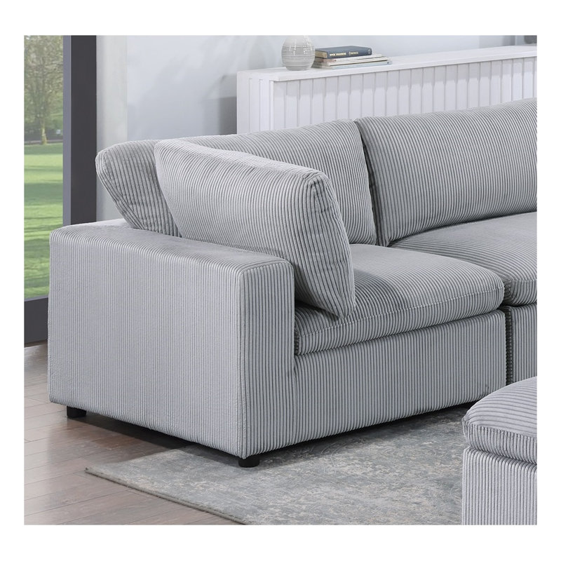 Ensemble de canapé modulaire en velours côtelé 6 pièces gris foncé 3 pièces d'angle 2 x fauteuil sans accoudoirs 1 x repose-pieds