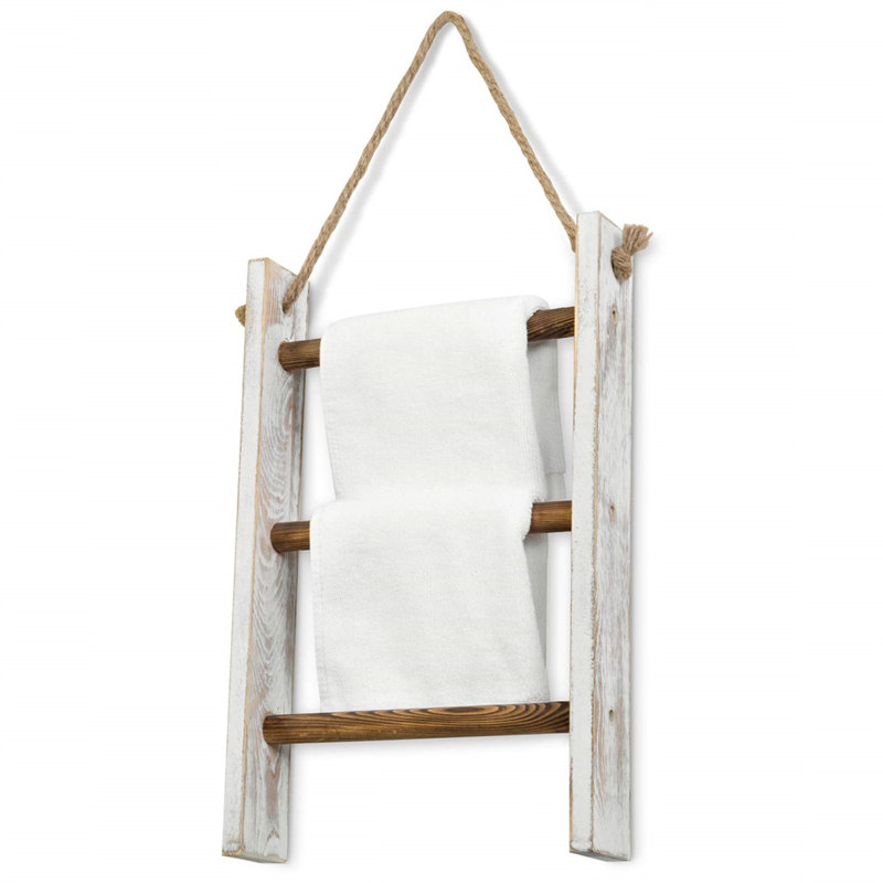 26.7cm Wood 3 - Bar Hanging Hand Towel Bar, Brown/White