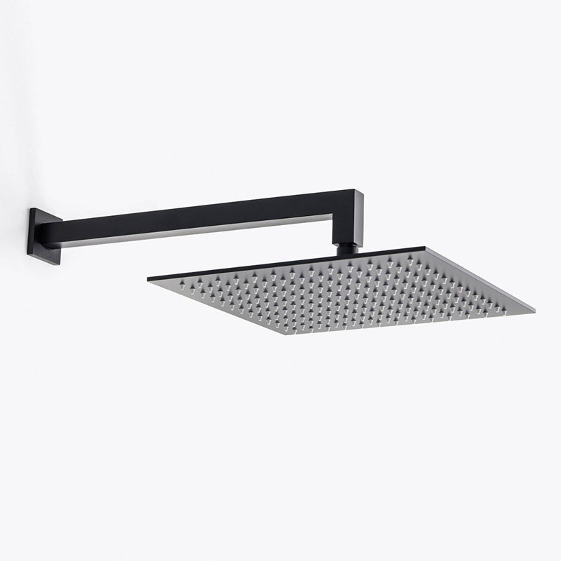 Devon 2-Way Shower Set With Hand Shower Set - Wall Mount - 12" Brass, Matt Black