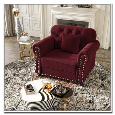 Upholstered Velvet Sofa with Nailhead Trim and Rolled Armrest