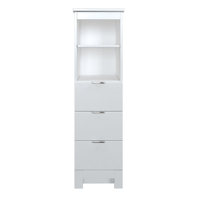 MagickWoods Elenis 14 W X 17 D X 49H Graphite Gray Linen Cabinet, Matte White
