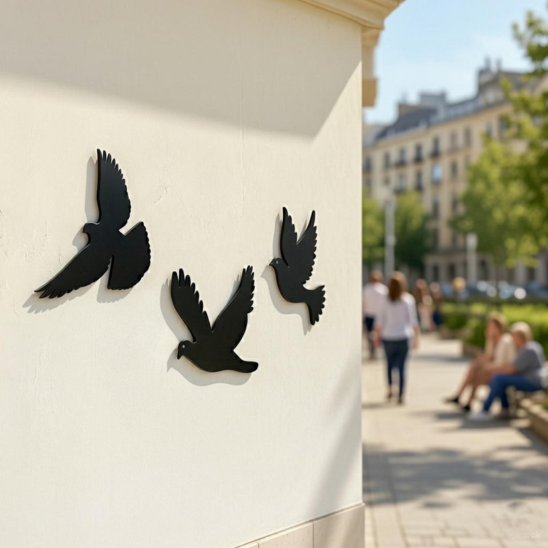 Ensemble de 3 oiseaux en métal