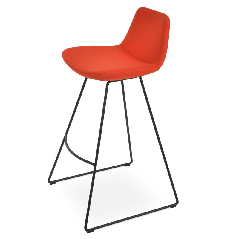 Tabouret de bar et de comptoir Pera HB, Similicuir gris, Noir, Tabouret de bar (siège d'une hauteur de 29 po)