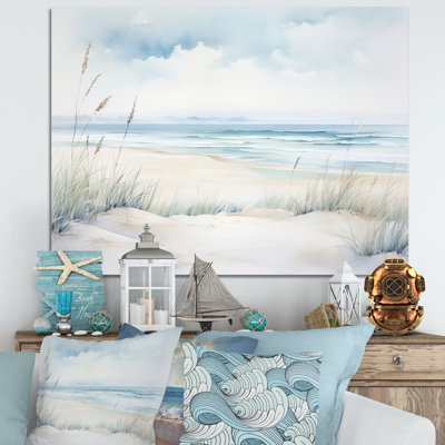 «Soft Color Beach Horizon III - Coastal Minimalisme», art mural