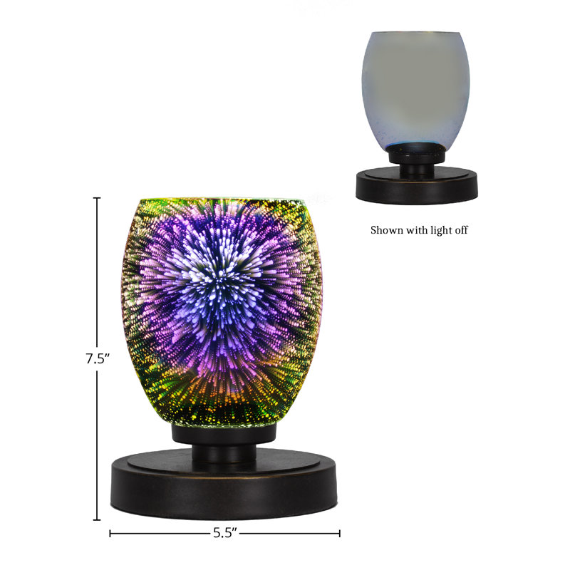 Aneka Accent Lamp Shown With 5" Silver Fire Glass, Silver, Dark Granite