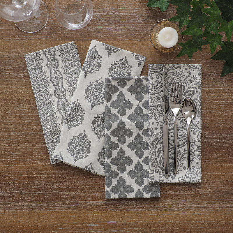 Assorted Cotton Fabric Napkins Set of 24 with Trendy Prints