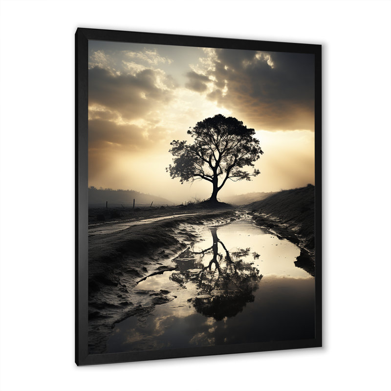 Natures relaxantes, arbre, photo monochrome encadrée, H 44 po x l 34 po x P 1,5 po, Cadre simple noir