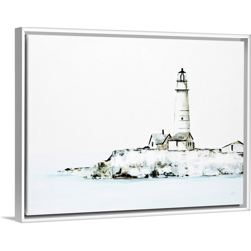 « Lighthouse Landing » par Sydney Edmunds, reproduction d’art sur toile, Cadre flottant blanc, H 20 po x l 26 po x P 1,75 po