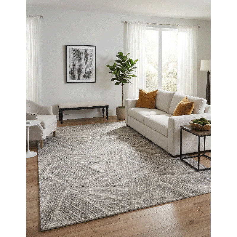 Marut Hand Tufted Geometric Indoor Rug, Rectangle 10' x 14'