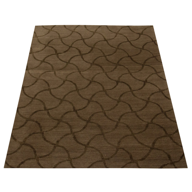 Tapis brun rectangulaire en laine noué à la main 4 pi x 6 pi 1 po Alandria