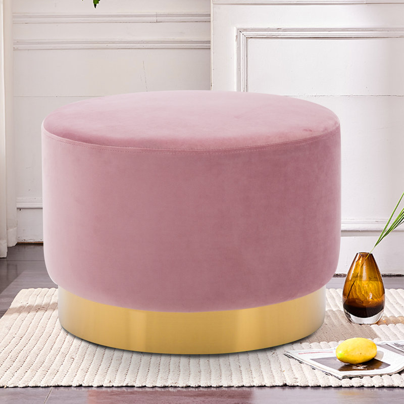 Arfhlaith Upholstered Pouf, Pink Velvet 
