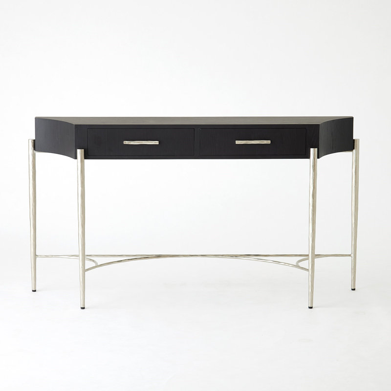 Console Breakfront - noir / nickel, Noir, Silver
