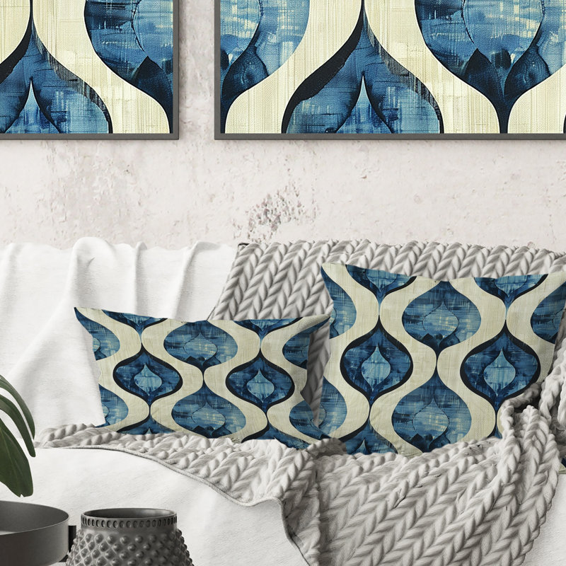 Coussin Blue Ogee, H 16 po x l 16 po