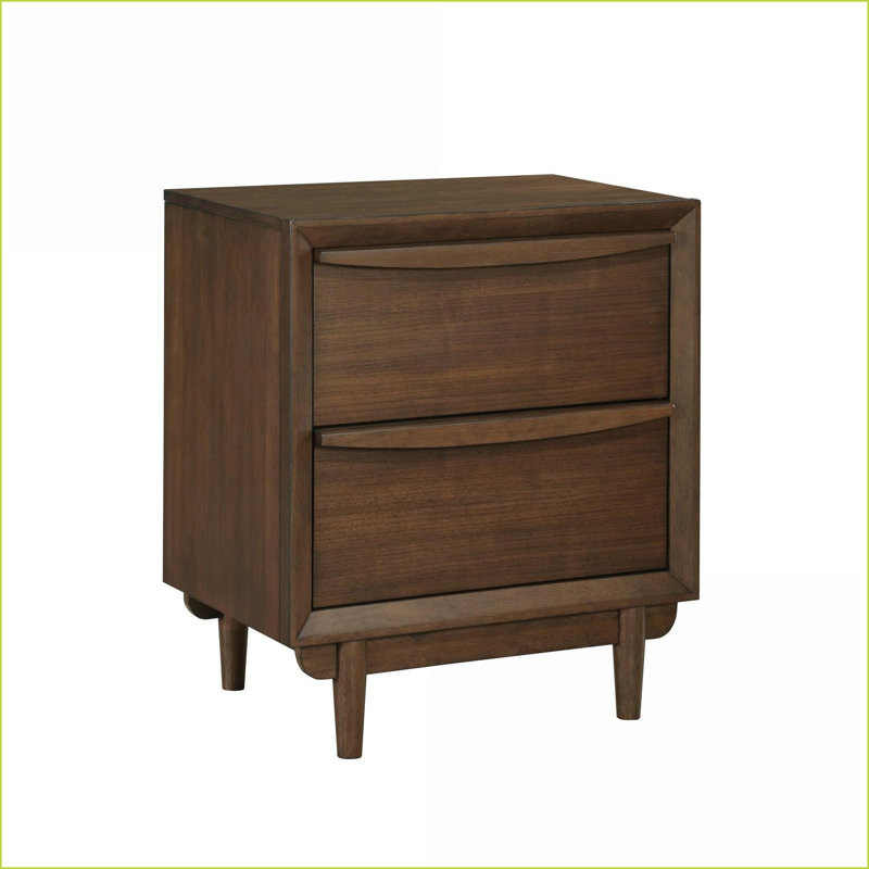 Table de chevet Mid-Century en noyer avec 2 tiroirs Port de chargement USB